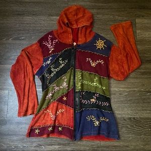 GREATER GOOD NETWORK patchwork zipper sweatshirt